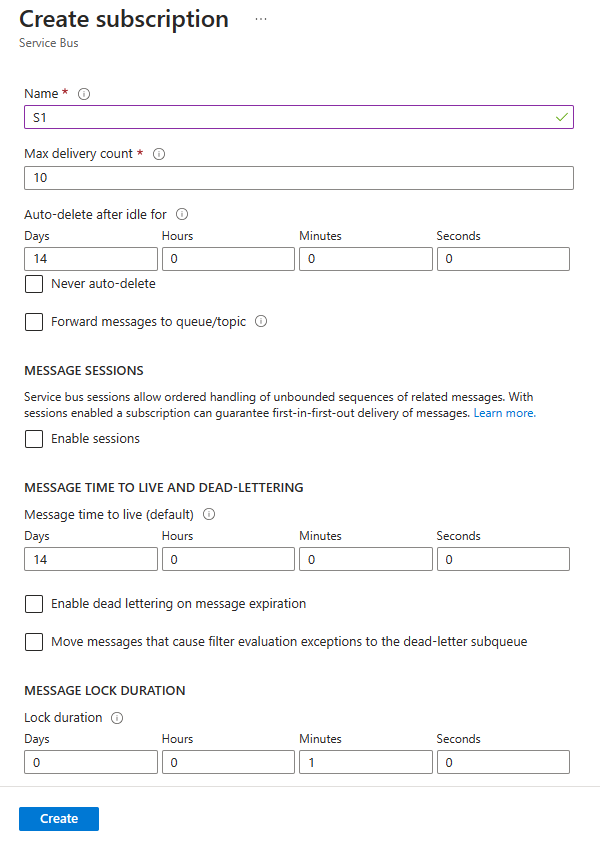 Subscription for the topic