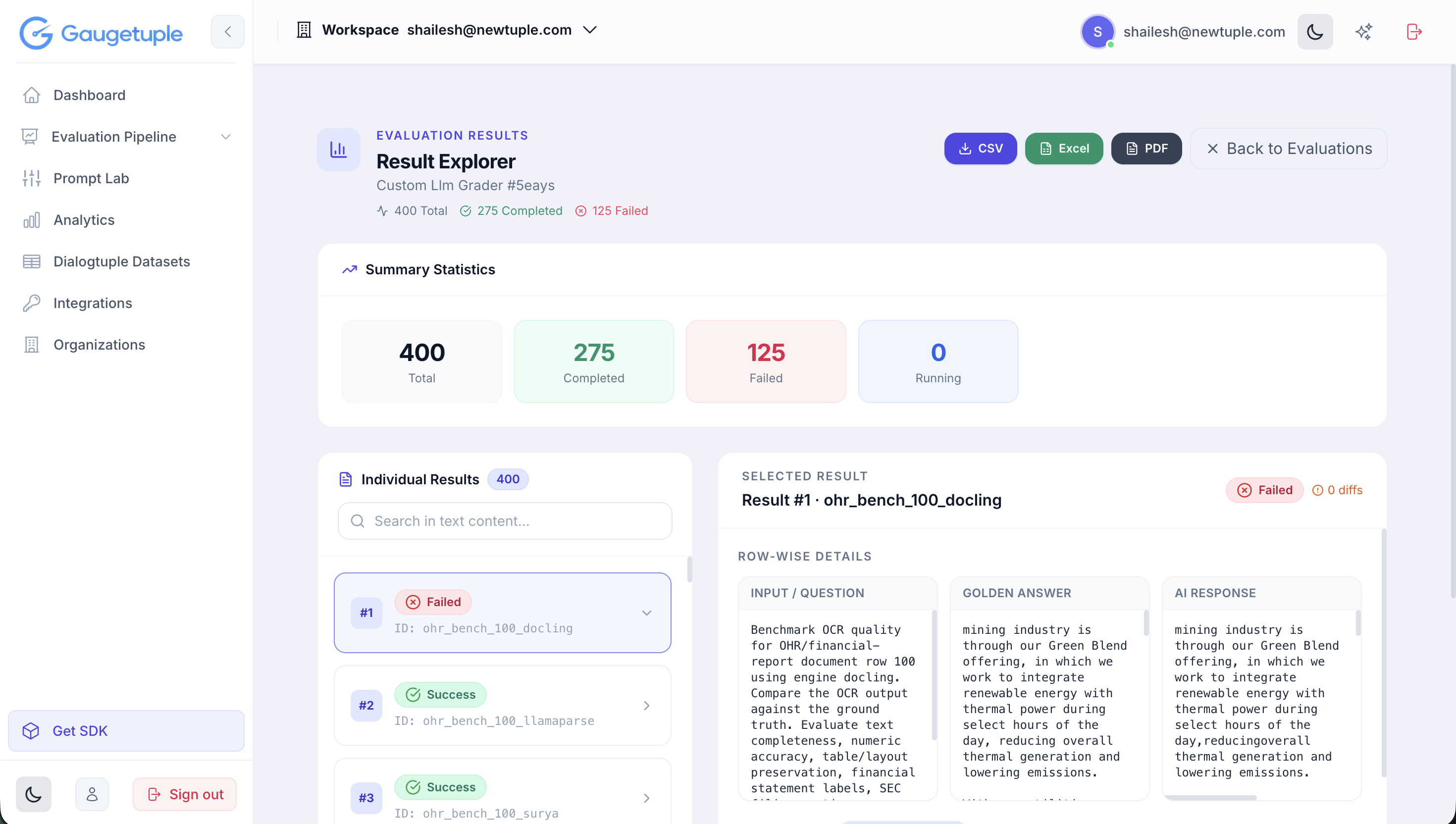 Result Explorer