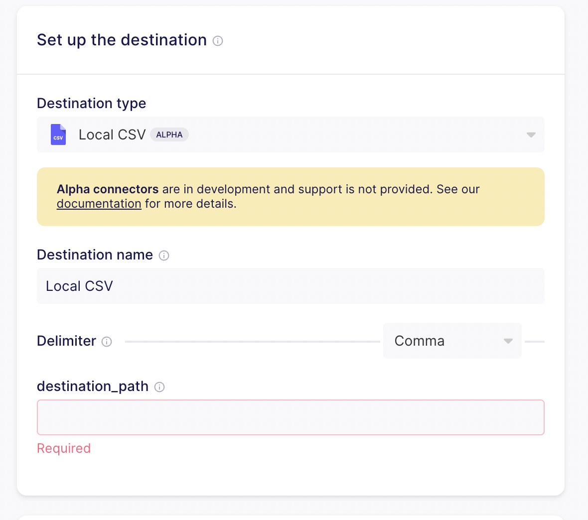 Setting up a Local CSV destination in Airbyte